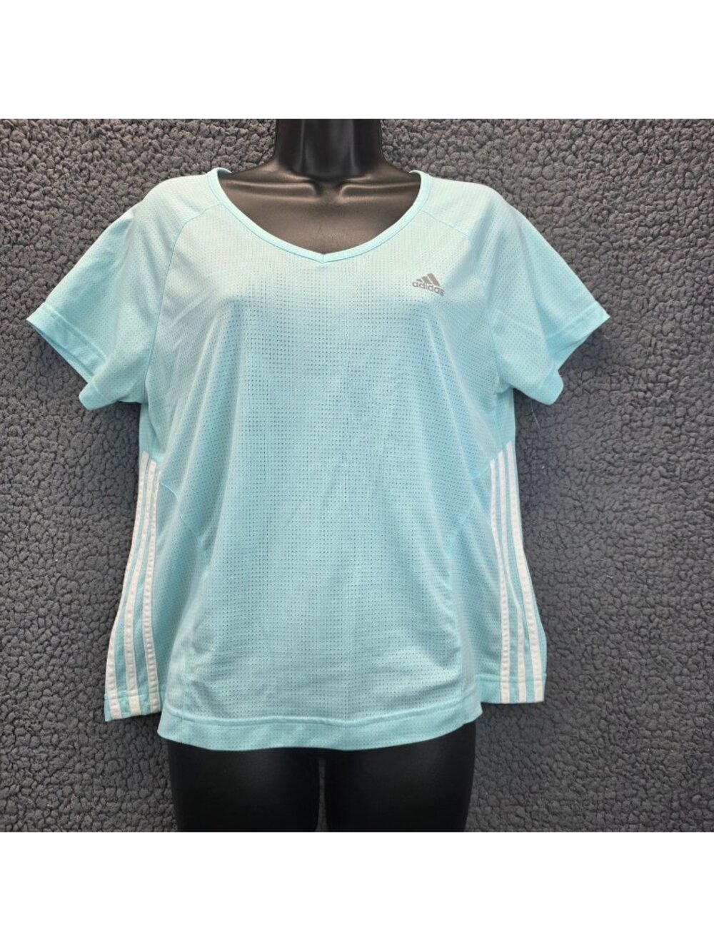 Adidas Mesh Knit Climalite Womens Tee L Light Blue Athletic Running Workout